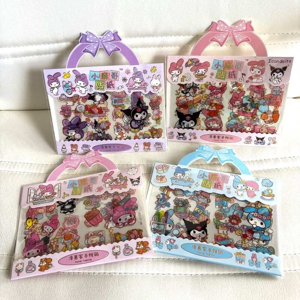 My Melody Kuromi Kawaii Stickers 12 Sheets Sanrio Style Scrapbook Journal Lot 4
